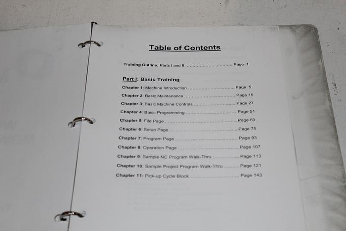 Parts Only Makino Wire EDM MGW-S Control Training Workbook (B4)