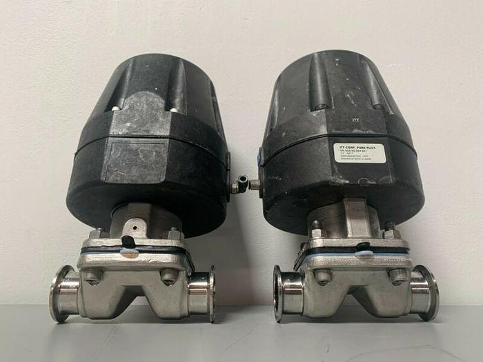 Used ITT Pure-FLO 1.5-316L-RA20MAX-CWP150 Diaphragm Valve w/ 1 1/2" Sanitary Fittings