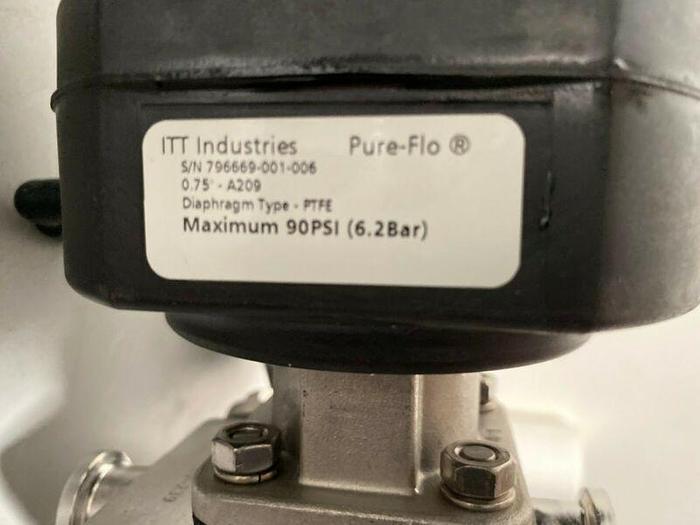 Used 3 ITT Pure-Flo A209 Stainless Steel Diaphragm Valves w/ Position Monitor