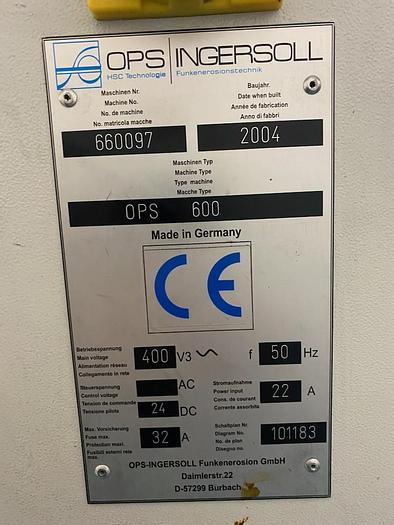 Used 2004 Ingersol OPS 600 CNC Vertical Machining Center