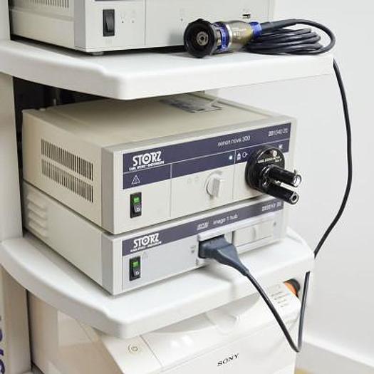 Used KARL STORZ LAPAROSCOPIC SURGERY COLUMN WITH 2 STORZ FLAT-SCREEN MONITORS