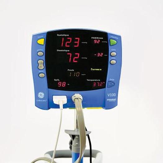 Used MULTIPARAMETER MONITOR GENERAL ELECTRIC DINAMAP CARESCAPE V100 ON STAND