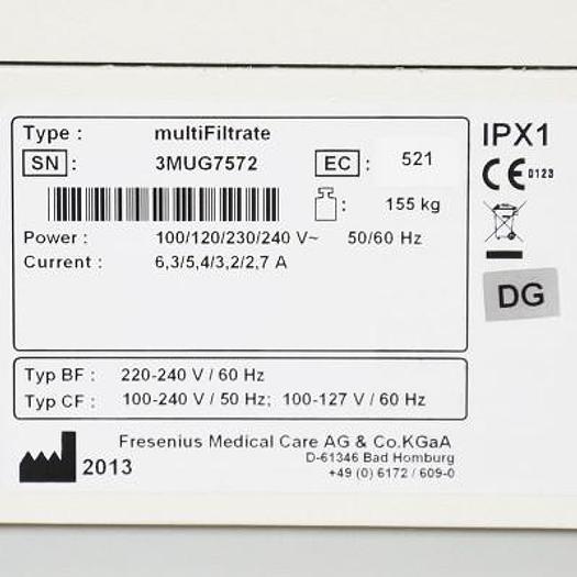 Used FRESENIUS MULTIFILTRATE EXTRA-RENAL PURIFICATION UNIT