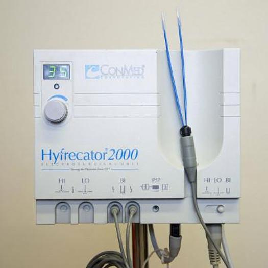 Used CONMED HYFRECATOR SINGLE AND BIPOLAR CABINET SCALPEL ON ROLLING STAND