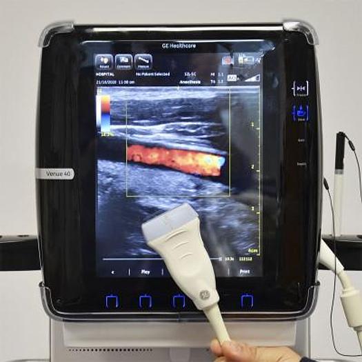 Used INTUITIVE GE VENUE 40 ULTRASOUND SCANNER WITH CARDIAC AND VASCULAR PROBES