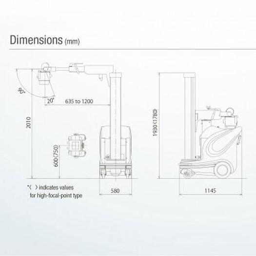 Used DIGITAL MOBILE RADIO SHIMADZU DART EVOLUTION WITH CXDI-55C PLANAR SENSOR, RADIO POWER 125 KV, 320 MAS, MOD. 2010