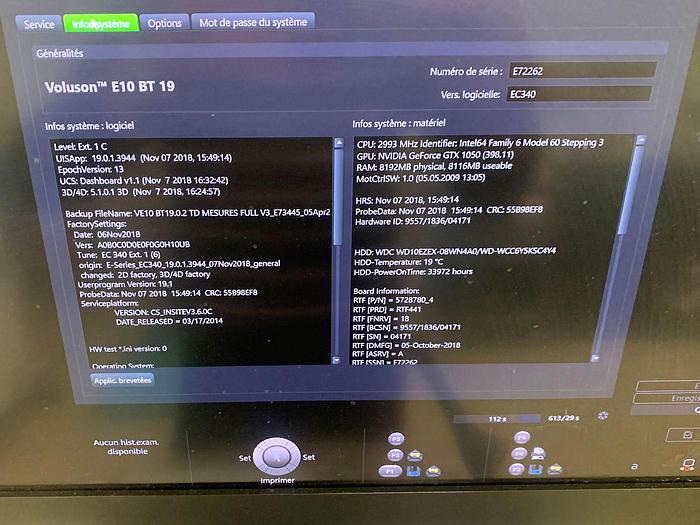 D'occasion ECHOGRAPHE GENERAL ELECTRIC VOLUSON E10