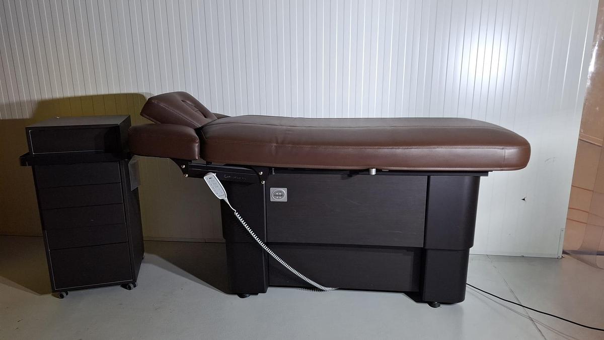 D'occasion TABLE DE SOINS GHARIENI  DE GRAND LUXE MULTIFONCTIONNELLE AVEC MEUBLE ASSORTI DE RANGEMENT ET TABOURET, PARFAIT ÉTAT