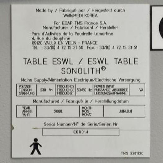 Used LITHOTRIPTER SONOLITH PRAKTIS EDAP TMS