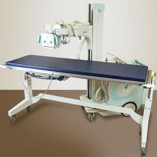 Used DIGITAL BONE-LUNG X-RAY ROOM WITH SHIMADZU MOBILE X-RAY UNIT AND RADIOLUCENT PATIENT CART