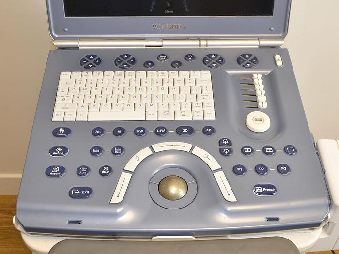 Used GENERAL ELECTRIC VOLUSON-I PORTABLE ULTRASOUND SCANNER ON CART