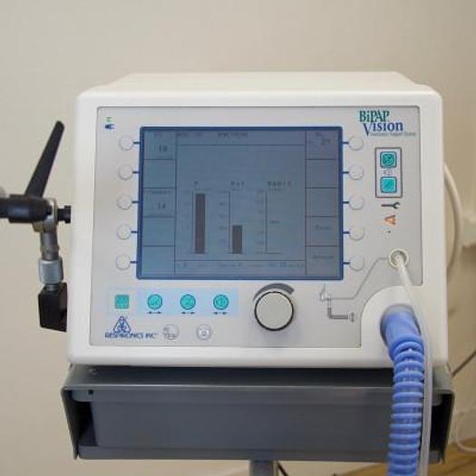 Used BIPAP VISION NON-INVASIVE VENTILATOR ON ROLLING STAND