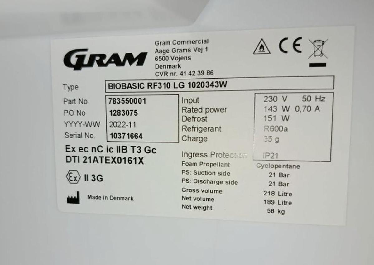 CONGELATEUR DE LABORATOIRE GRAM Biobasic