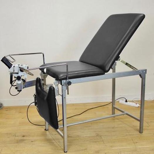 Used BLACK GYNECOLOGICAL CONSULTATION TABLE WITH COLPOSCOPE BAG TYPE COLPO IV