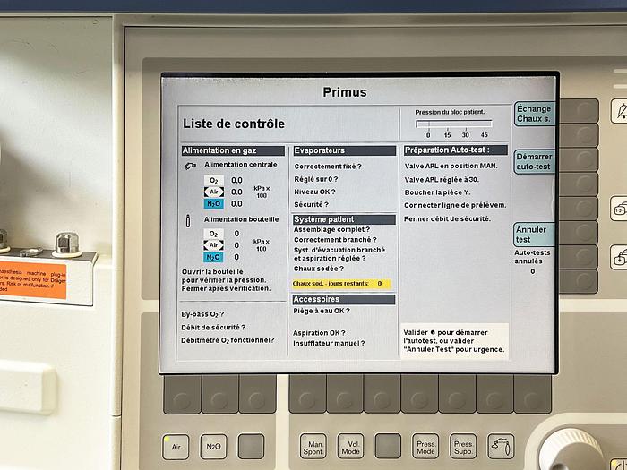 Used DRAGER PRIMUS ANESTHESIA VENTILATOR