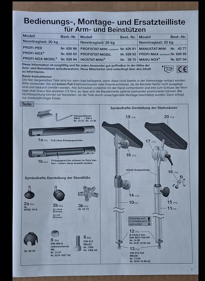 SIMPEX VARIO-STAT SUPPORT FOR THE PATIENT'S ARM OR LEG 