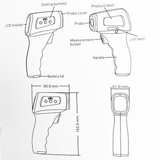 SET OF 5 NON-CONTACT INFRARED THERMOMETERS, BLUE