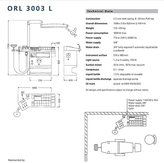 Used UNITE ORL DE CONSULTATION OTOPRONT, MODELE ORL 3003 ESSEN