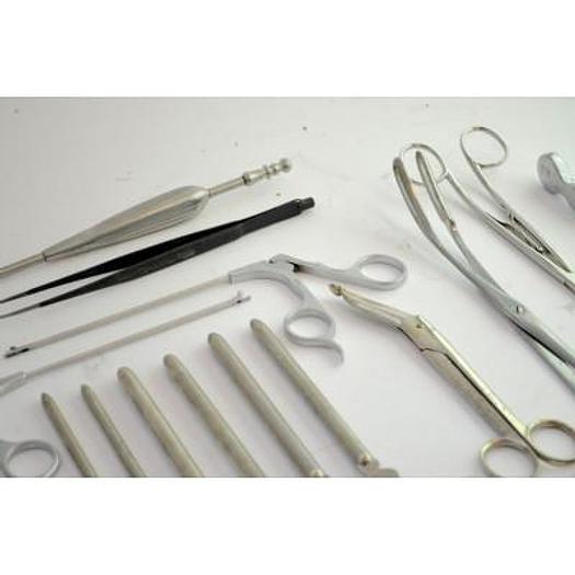 Used ALUMINUM BOX WITH GYNECO INSTRUMENTS AND PLIERS