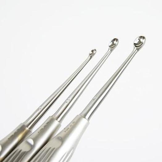 VOLKMANN UTERINE CURETTE, SET OF 4, 6 AND 8 MM 17CM