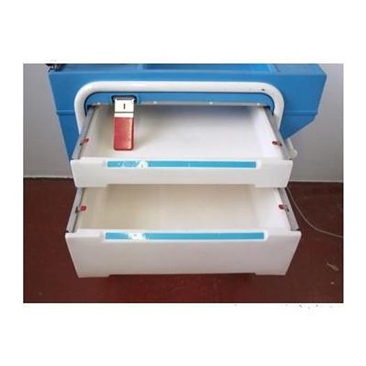 Used PVC EMERGENCY CART & DRAWERS & CODEMASTER XE DEFIBRILLATOR