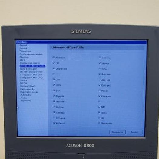 Used SIEMENS X300 FLAT SCREEN COLOR DOPPLER ULTRASOUND SCANNER WITH V13-5 SURFACE PROBE
