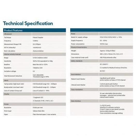 Used HUNTLEIGH BD4000XS FETAL DOPPLER ON CART WITH 1 TOCO PROBE AND 1 UTERINE CONTRACTION PROBE