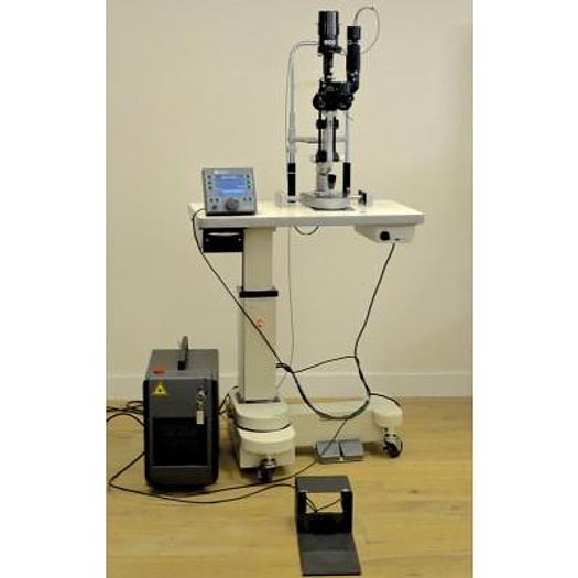 Used QUANTEL MEDICAL VIRIDIS OPHTHALMIC LASER FREQUENCY 532 UM COUPLE A LAMPE A FENTE HAAG STREIT 900