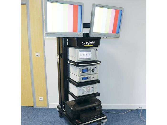 Used STRYKER ENDOSCOPY COLUMN WITH 2 MONITORS