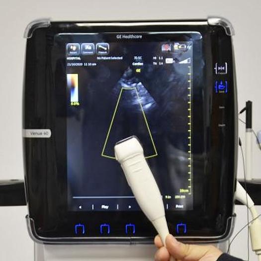 Used INTUITIVE GE VENUE 40 ULTRASOUND SCANNER WITH CARDIAC AND VASCULAR PROBES