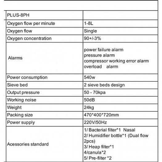 8 LITER OXYGEN CONCENTRATOR