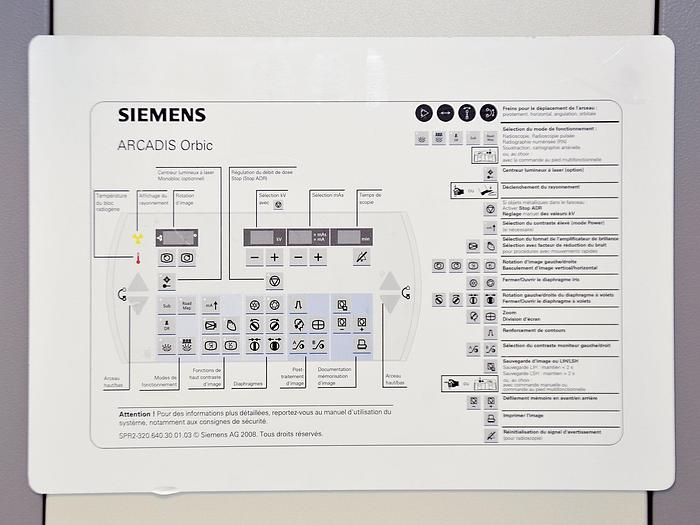 Used Siemens ARCADIS ORBIC - ORTHO and VASCULAR CINE+ image intensifier