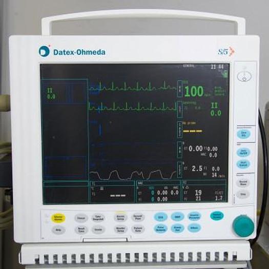 Used GE DATEX-OHMEDA 7100 ANESTHESIA VENTILATOR WITH S/5 MULTIPARAMETER MONITOR