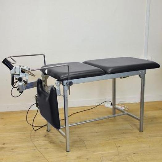 Used BLACK GYNECOLOGICAL CONSULTATION TABLE WITH COLPOSCOPE BAG TYPE COLPO IV