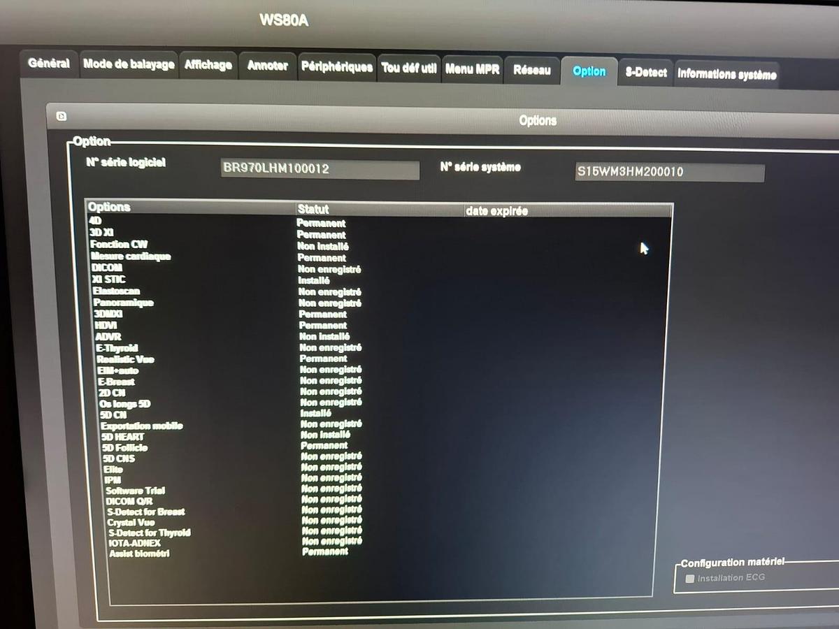 D'occasion ECHOGRAPHE SAMSUNG WS80A AVEC SONDES VOLUMIQUE ABDOMINALE ET ENDOVAGINALE