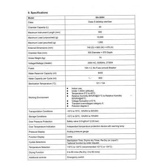 AUTOCLAVE STERILIZER STURDY SA-300H