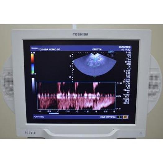 Used ULTRASOUND SCANNER TOSHIBA NEMIO XG ISTYLE SSD 580A COLOR, DOPPLER, FLAT SCREEN