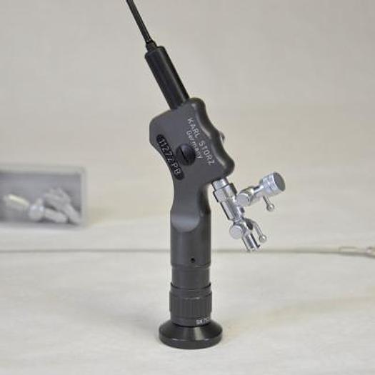 Used KARL STORZ SOFT PEDIATRIC CYSTOSCOPE, AS NEW, WITH BIOPSY FORCEPS, ELECTRODES AND CABLES