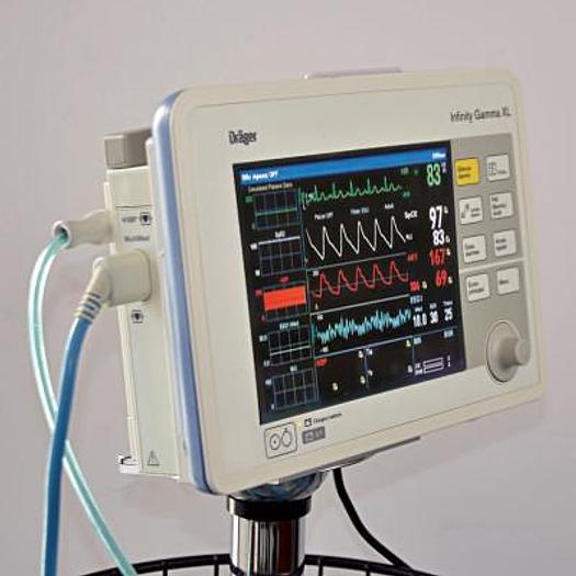 Used DRAGER INFINITY GAMMA XL PORTABLE MULTIPARAMETER MONITOR ON STAND