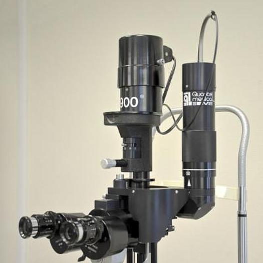Used QUANTEL MEDICAL VIRIDIS OPHTHALMIC LASER FREQUENCY 532 UM COUPLE A LAMPE A FENTE HAAG STREIT 900
