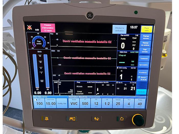 Used GENERAL ELECTRIC ADVANCE CS2 ANESTHESIA RESPIRATOR with MONITORING ANESTHESIA CARESCAPE