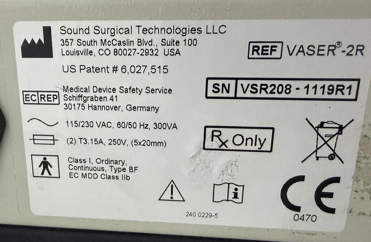 D'occasion SOUND SURGICAL Vaser-2R Laser liposuction machine