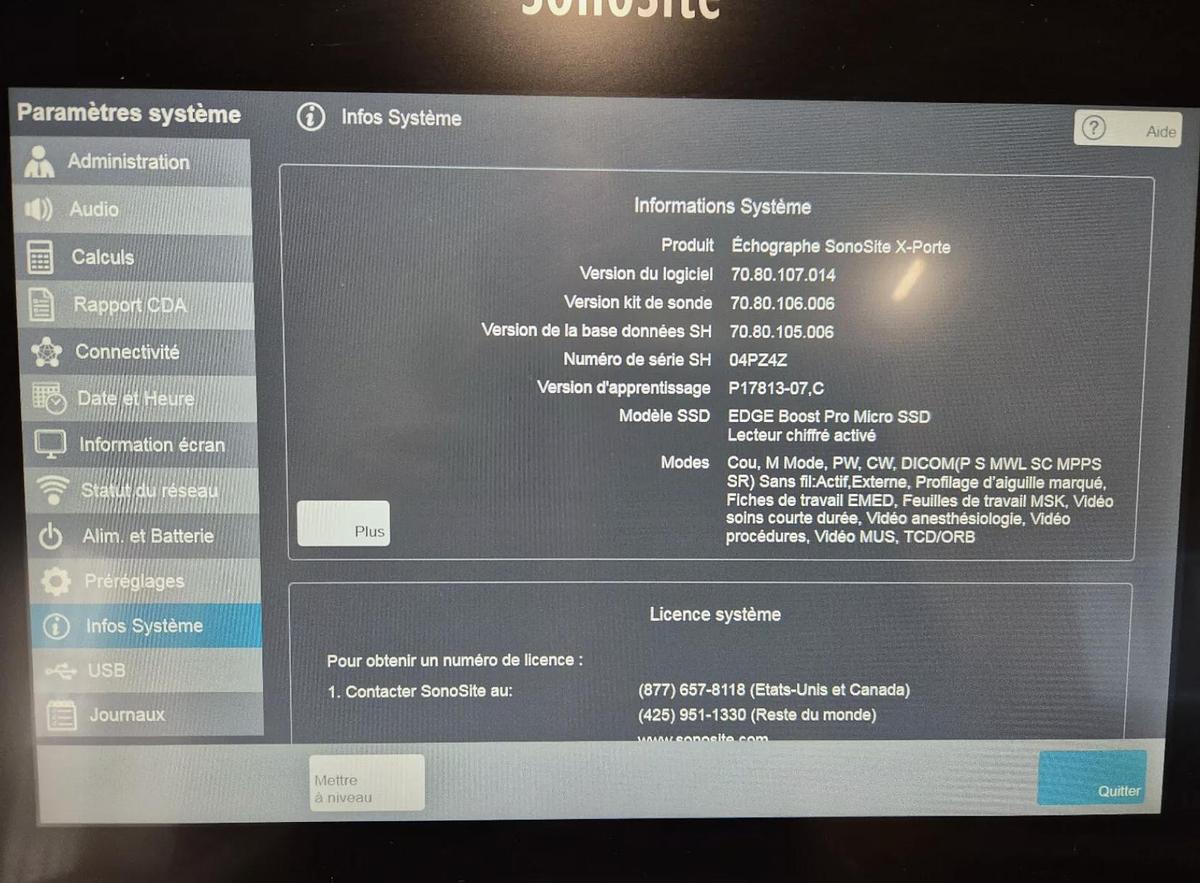 D'occasion ECHOGRAPHE SONOSITE X-PORTE AVEC SONDES CARDIAQUE, ABDOMINALE ET LINEAIRE