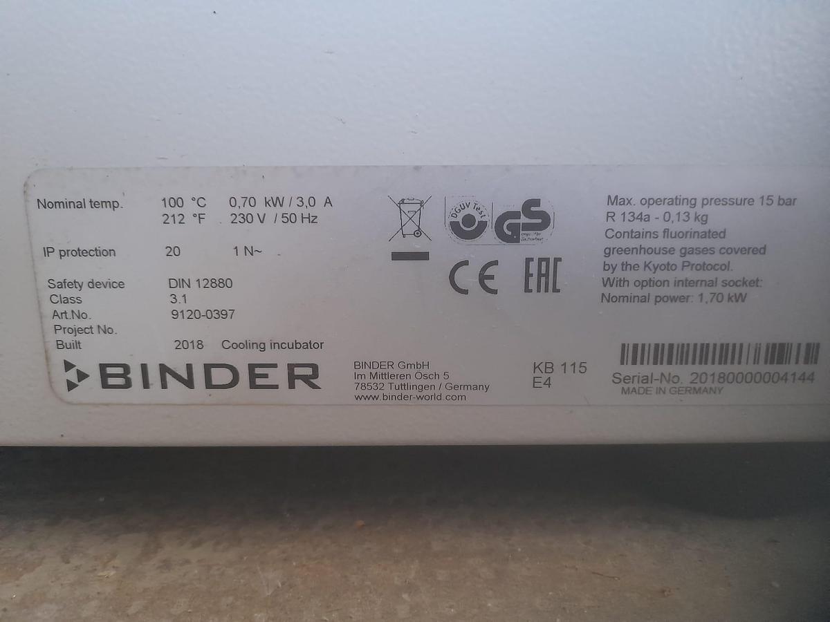 D'occasion Bacteriological incubator BINDER KB 115