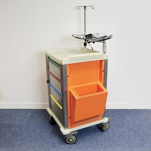 Used EMERGENCY CART FRANCE HOPITAL, 5 STEEL DRAWERS