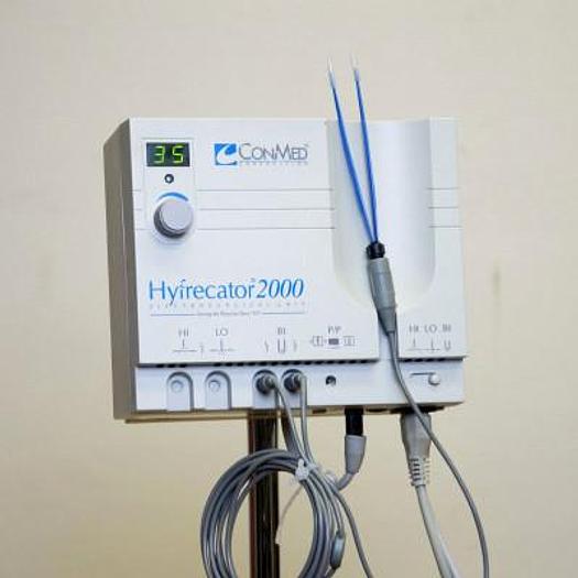 Used CONMED HYFRECATOR SINGLE AND BIPOLAR CABINET SCALPEL ON ROLLING STAND