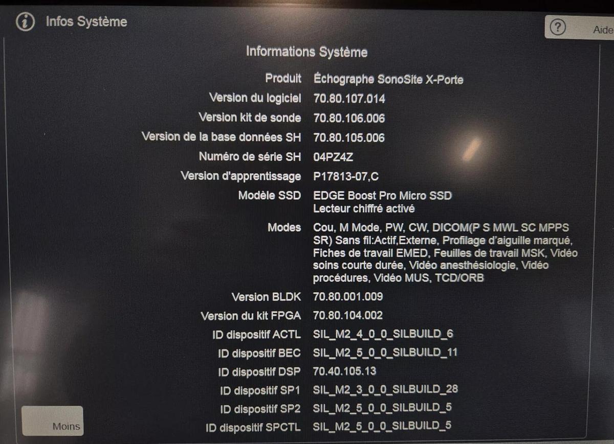 D'occasion ECHOGRAPHE SONOSITE X-PORTE AVEC SONDES CARDIAQUE, ABDOMINALE ET LINEAIRE