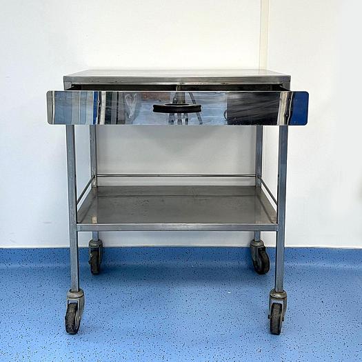 Used MOBILE STAINLESS STEEL SERVER 1 DRAWER 2 LEVELS DIMENSIONS 75X50 CM
