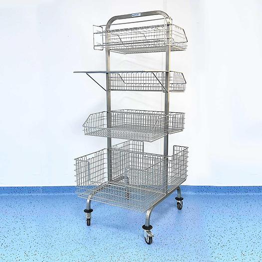 Used CART TYPE ROLLING CART WITH DOUBLE SIDED and WITH 6 STAINLESS STEEL MESH BASKETS
