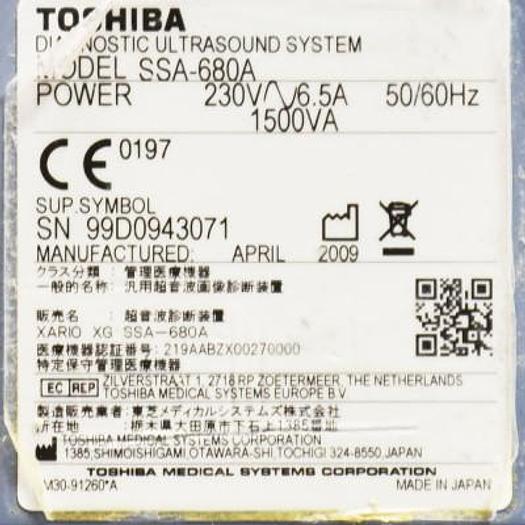 Used TOSHIBA Xario XG ultrasound scanner (SSA-680A)